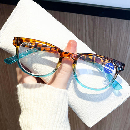 WOMEN'S FASHION LARGE FRAME LEOPARD PRINT ANTI-BLUE LIGHT READING GLASSES