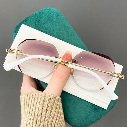 FASHIONABLE FRAMELESS POLYGON ANTI-BLUE LIGHT READING GLASSES