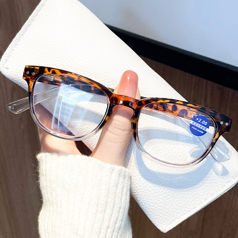 WOMEN'S FASHION LARGE FRAME LEOPARD PRINT ANTI-BLUE LIGHT READING GLASSES