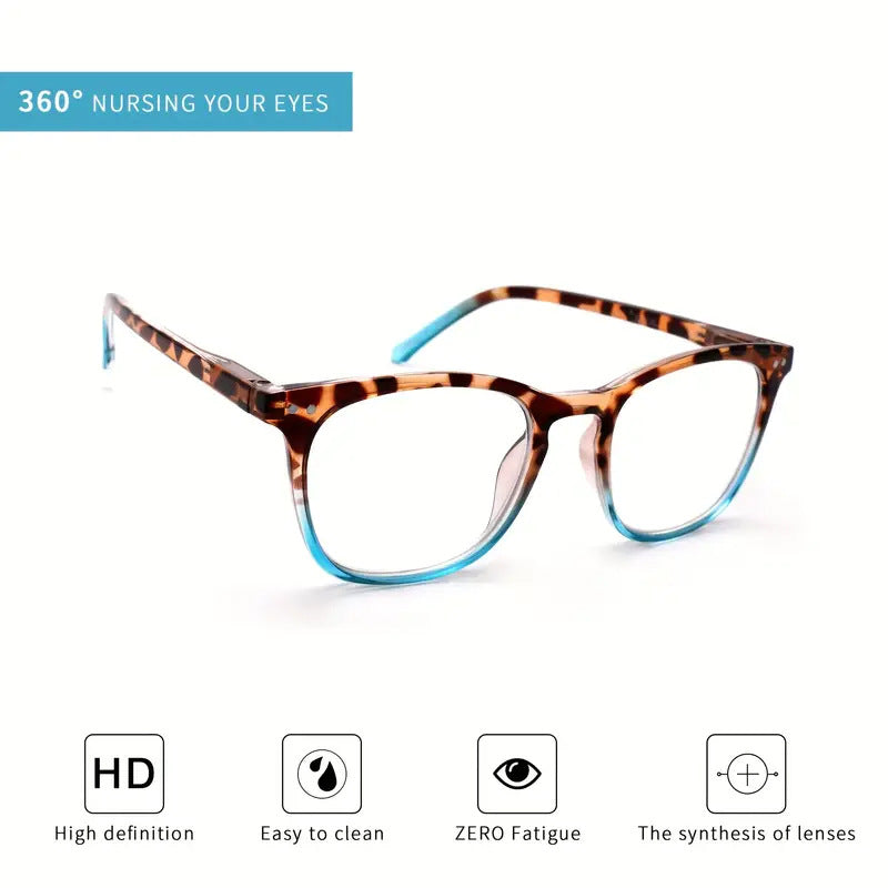 WOMEN'S FASHION LARGE FRAME LEOPARD PRINT ANTI-BLUE LIGHT READING GLASSES