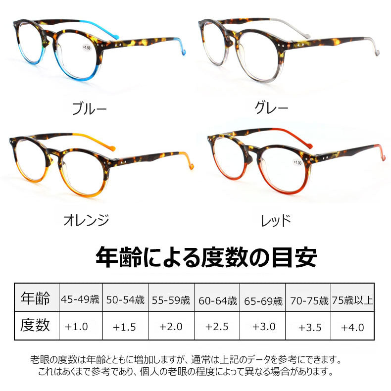 おしゃれなブルーライトカット老眼鏡 、快適な装着感で眼精疲労を和らげ 、エンターテイメントタイムに最適。