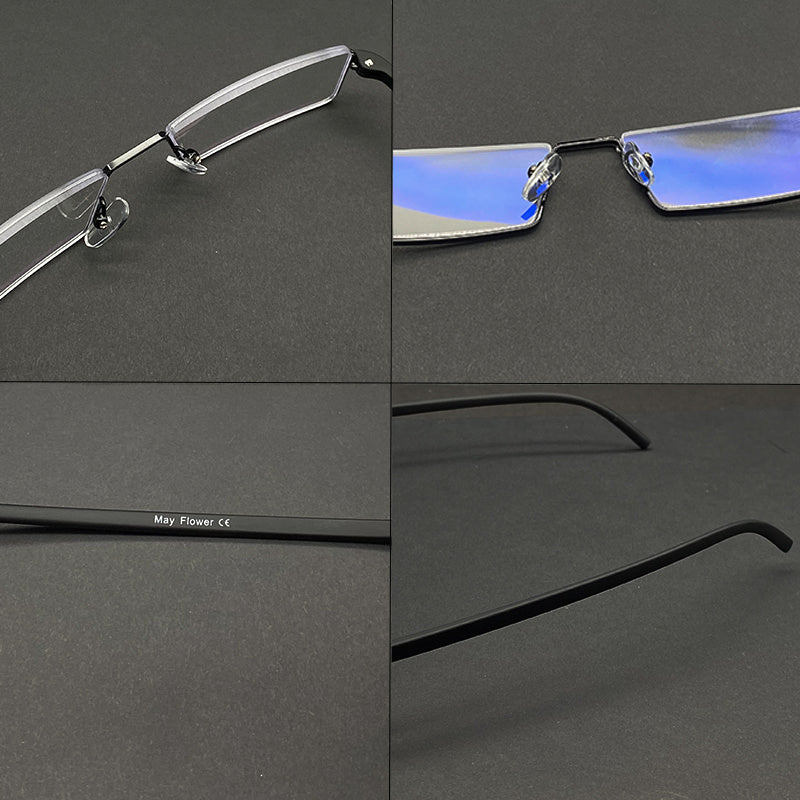 Blaulicht-Lesebrille, quadratische Metallbrille