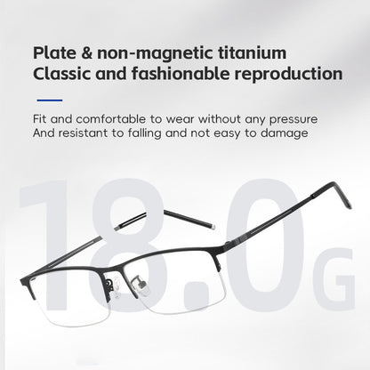 USOPTIGAZE BUSINESS NON-MAGNETIC TITANIUM ULTRA-LIGHT CLASSIC HALF-FRAME READING GLASSES