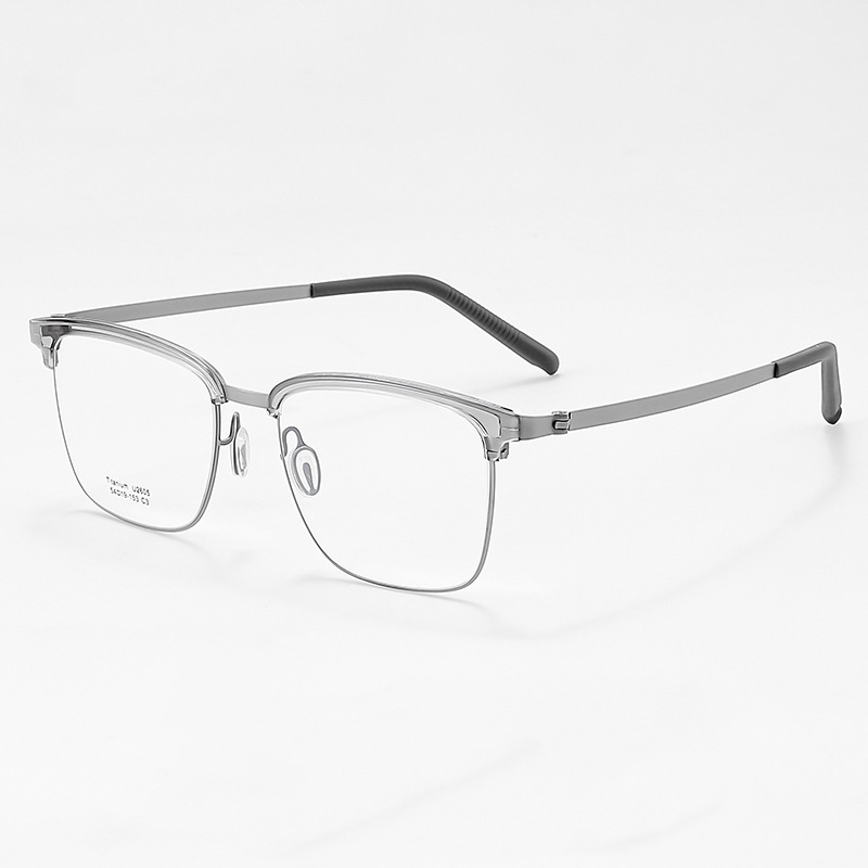 USOPTIGAZE BUSINESS HALF-FRAME PURE TITANIUM LARGE FRAME ANTI-BLUE LIGHT READING GLASSES