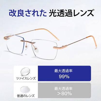 Eterlens 光感変色ズームリムレス老眼用メガネ【男女兼用】