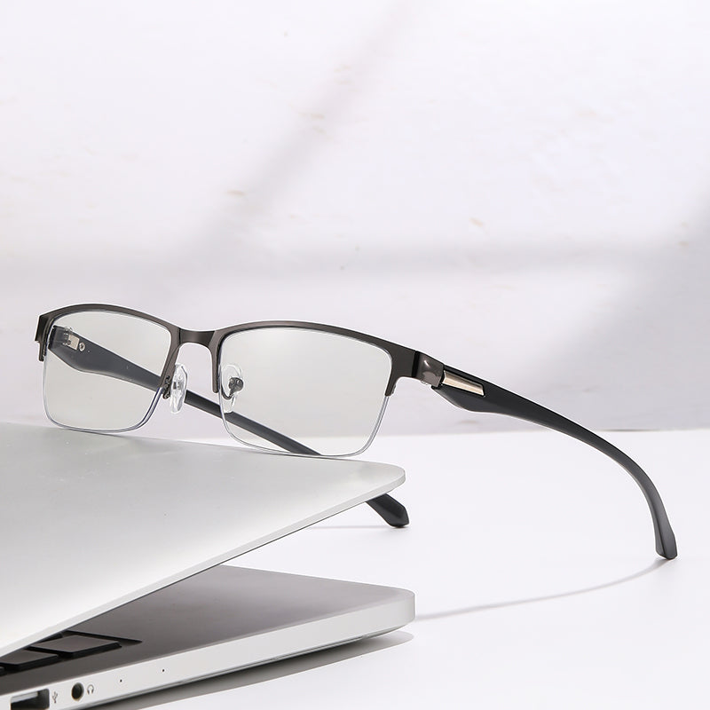 USOPTIGAZE BUSINESS CLASSIC HALF-FRAME SMART COLOR-CHANGING MULTIFOCAL READING GLASSES