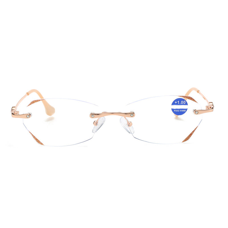 WOMEN'S FRAMELESS ANTI-BLUE LIGHT HIGH-DEFINITION DIAMOND READING GLASSES