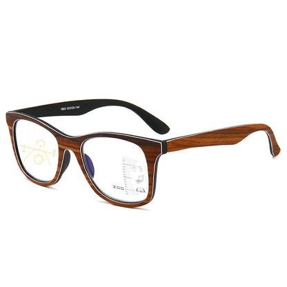 USOPTIGAZE VINTAGE WOODGRAIN PROGRESSIVE MULTIFOCAL LARGE FRAME BUSINESS PRESBYTERIAN GLASSES