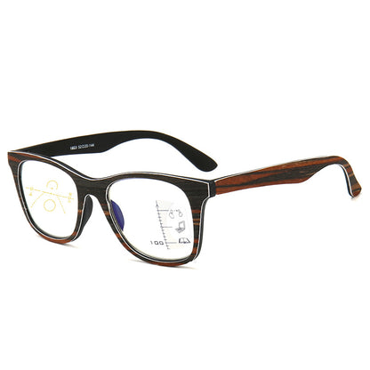 USOPTIGAZE VINTAGE WOODGRAIN PROGRESSIVE MULTIFOCAL LARGE FRAME BUSINESS PRESBYTERIAN GLASSES