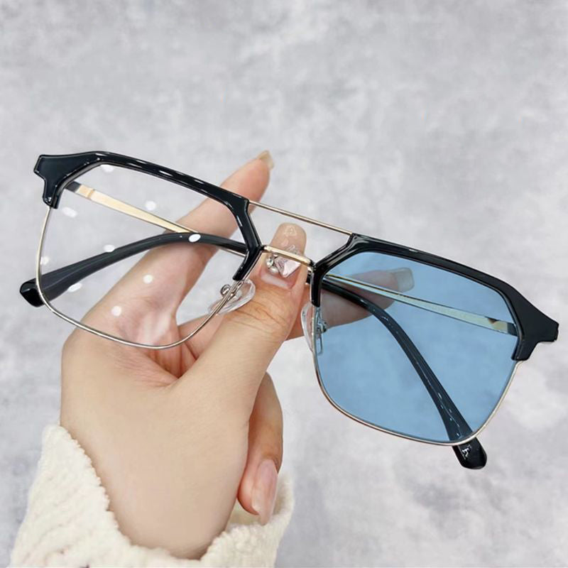 OPTIGEMS 2024 New fashionable retro half-rim color-changing glasses.