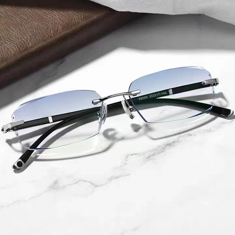 MODISCHE RANDLOSE BRILLE MIT DIAMANTSCHLIFF UND BLAUEM LICHT