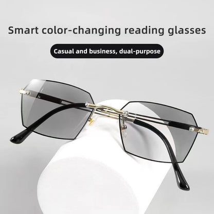 USOPTIGAZE FRAMELESS CUT-EDGE ANTI-BLUE LIGHT COLOR BUSINESS CHANGING GLASSES