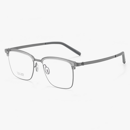 USOPTIGAZE BUSINESS HALF-FRAME PURE TITANIUM LARGE FRAME ANTI-BLUE LIGHT READING GLASSES