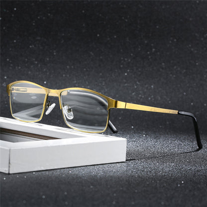 USOPTIGAZE ULTRA-LIGHT VINTAGE GOLD SQUARE BUSINESS READING GLASSES