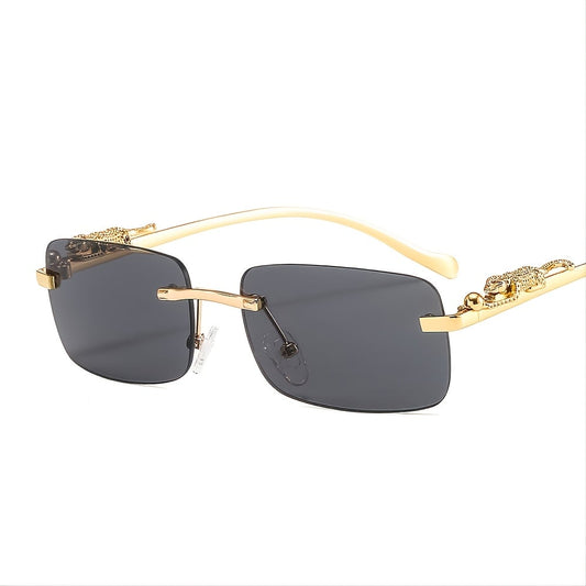 VINTAGE SONNENBRILLE AUS METALL MIT LEOPARDENKOPF 