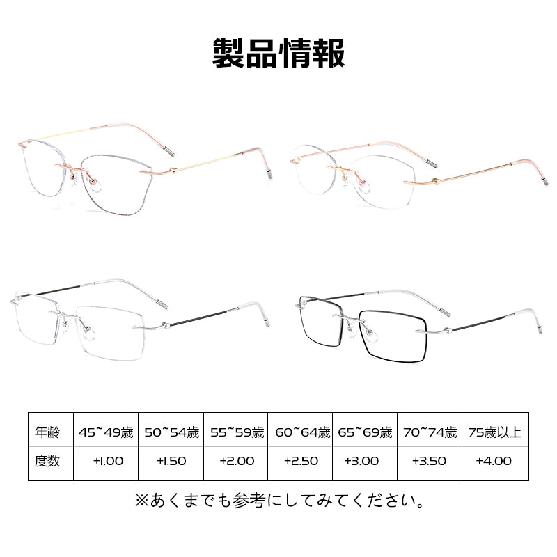 Eterlens リムレス超軽量ブルーライトカット老眼鏡