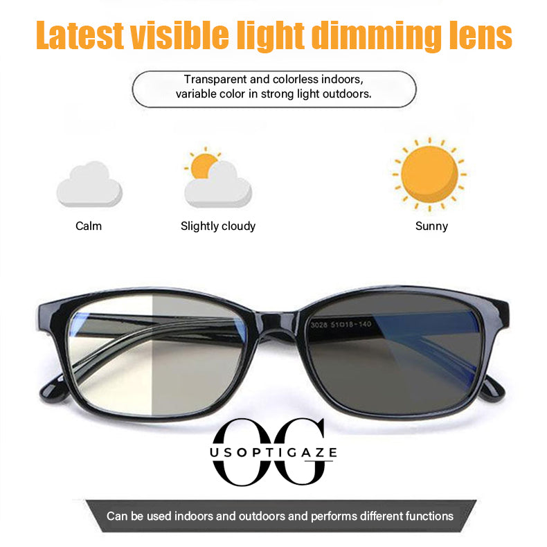 【USOPTIGAZE】SPORT FASHIONABLE LARGE SQUARE FRAME WITH DETACHABLE PHOTOCHROMIC MULTIFOCAL LENSES