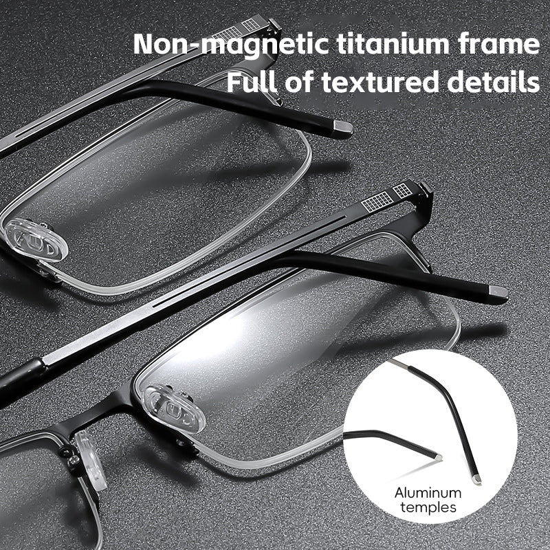 USOPTIGAZE BUSINESS NON-MAGNETIC TITANIUM ULTRA-LIGHT CLASSIC HALF-FRAME READING GLASSES