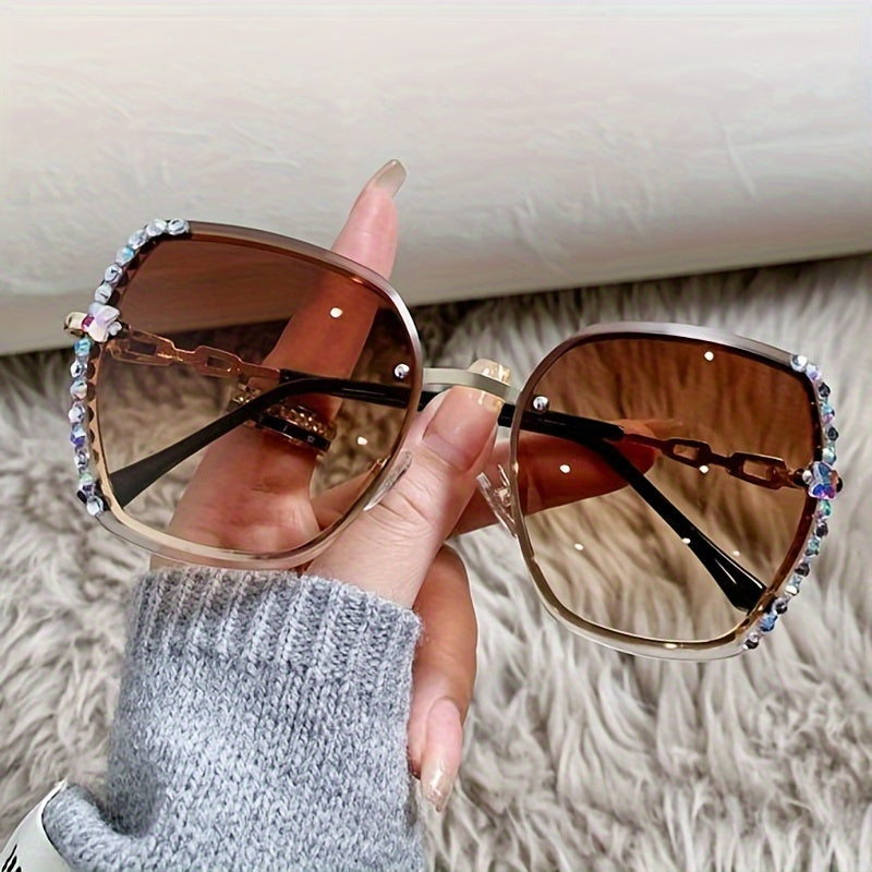 GAFAS DE SOL DE MODA SIN MONTURA CON DECORACIÓN DE DIAMANTES DE IMITACIÓN 