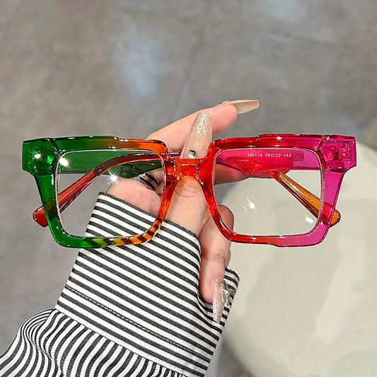 Modische, quadratische Candy Block Party-Sonnenbrille mit transparenten, Blaulicht blockierenden Gläsern für Frauen und Männer. 