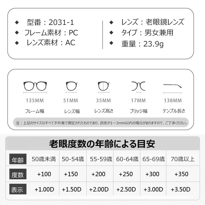 Eterlens おしゃれなブルーライトカット老眼鏡