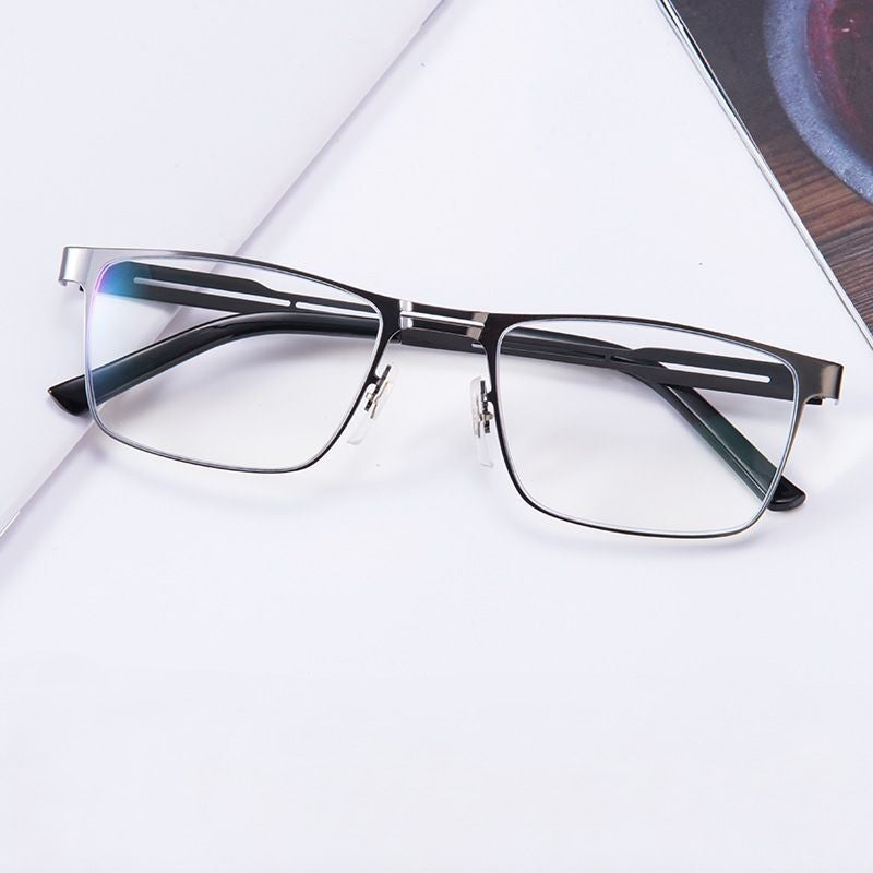 USOPTIGAZE BUSINESS MEN'S METAL SQUARE MULTIFOCAL ANTI-BLUE LIGHT READING GLASSES