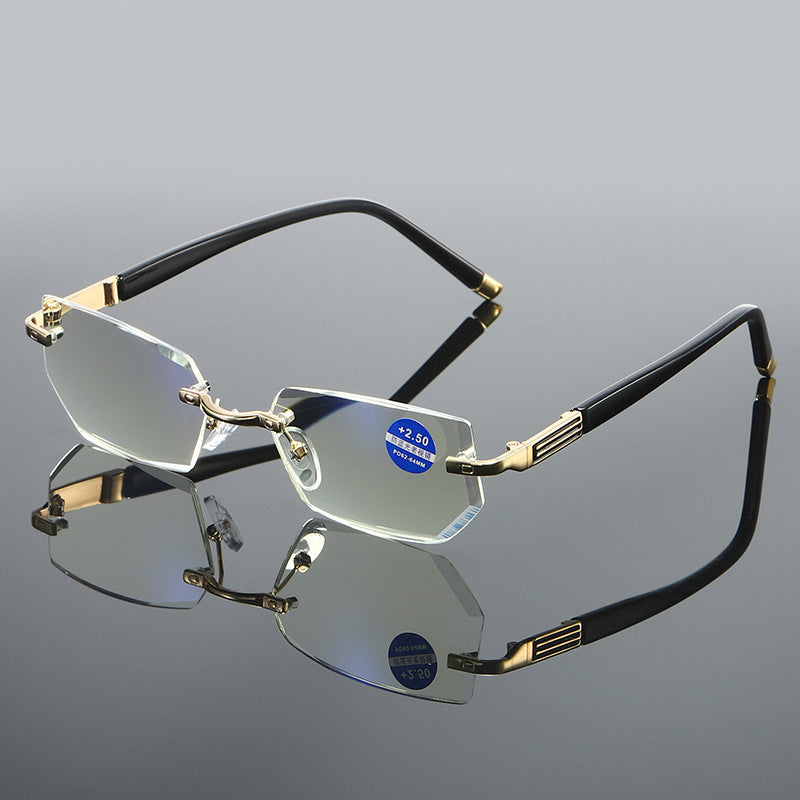 ANTI-BLUE LIGHT RIMLESS CUT EDGE METAL PRESBYOPIA GLASSES