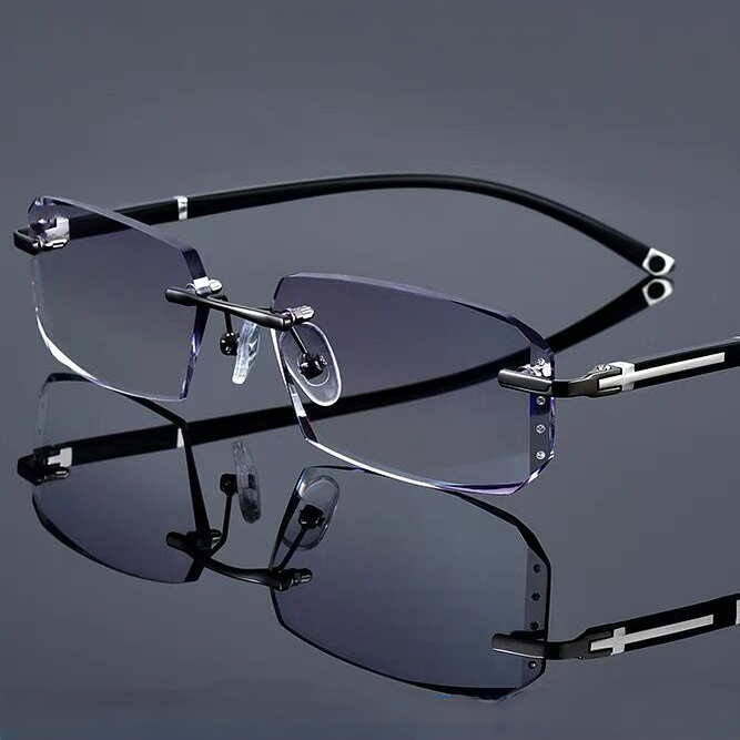 MODISCHE RANDLOSE BRILLE MIT DIAMANTSCHLIFF UND BLAUEM LICHT