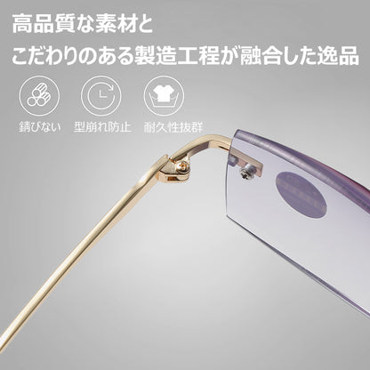 Eterlens ブルーライト対策 リムレススクエア型シニアグラス