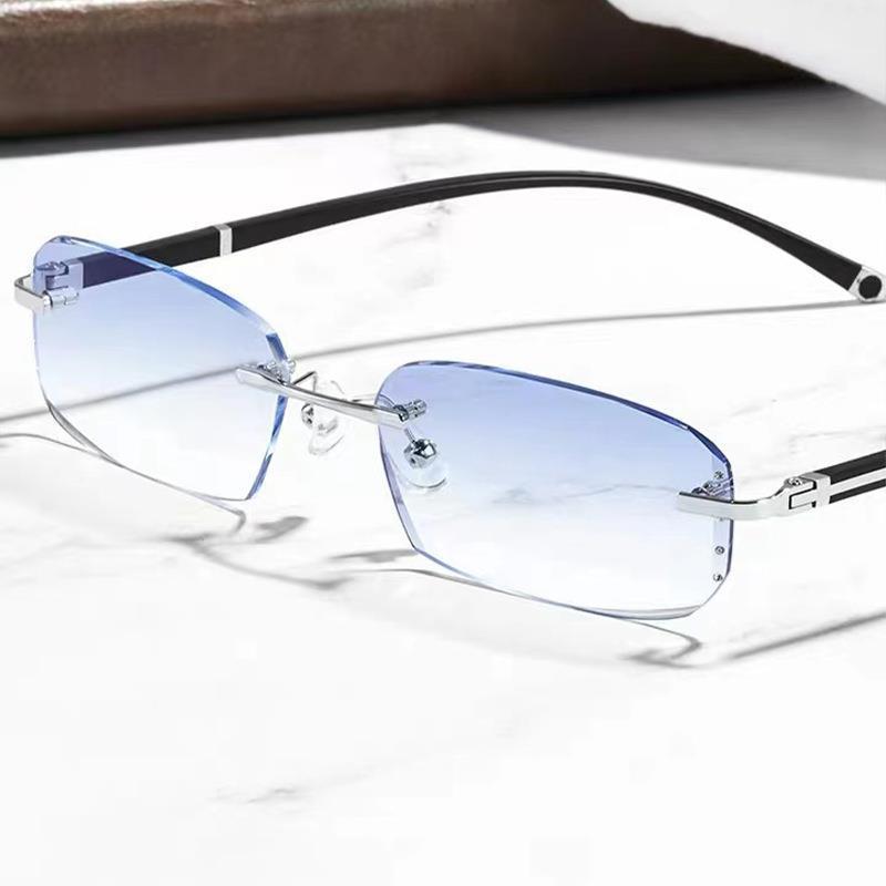 GAFAS DE MODA CON CORTE DE DIAMANTE Y SIN MONTURA PARA LUZ AZUL