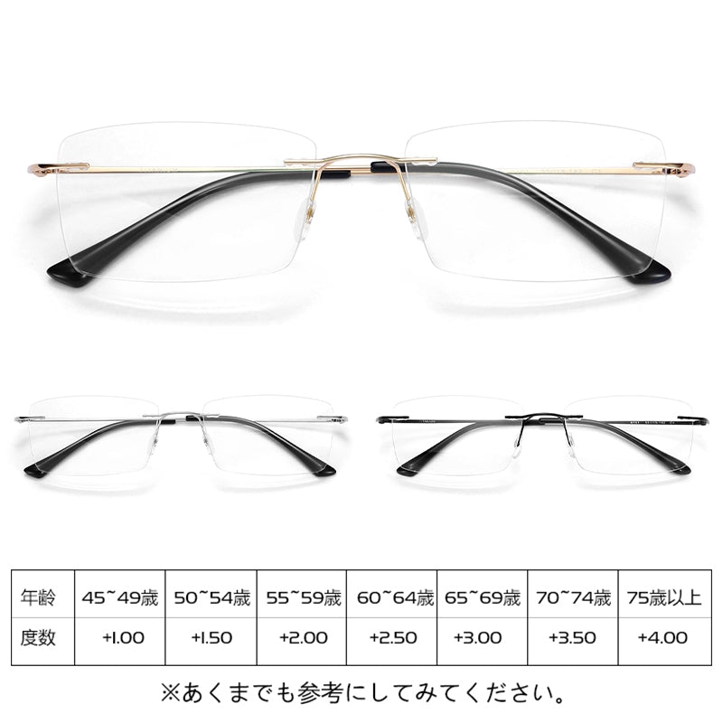 Eterlens  チタン製フレームレスブルーライトカット老眼鏡