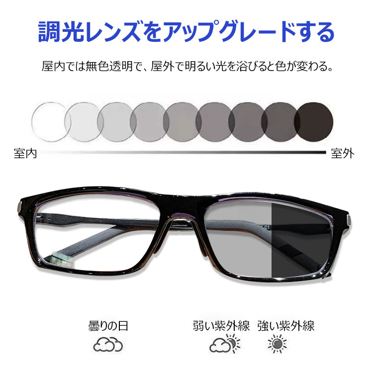 Usoptigaze 調光機能付き遠近両用滑り止め老眼鏡-Y