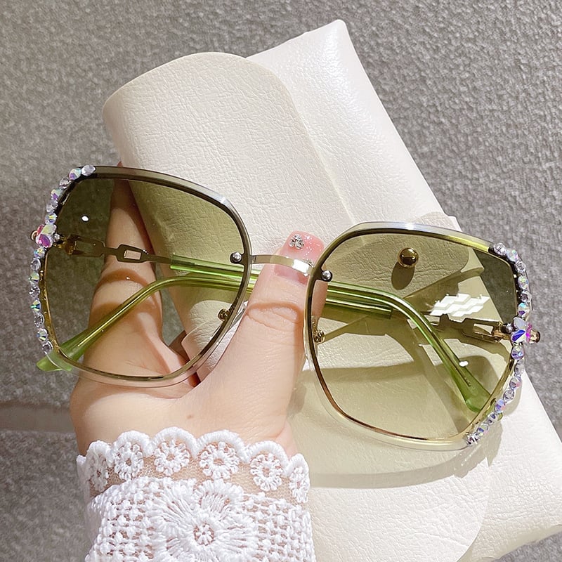 GAFAS DE SOL DE MODA SIN MONTURA CON DECORACIÓN DE DIAMANTES DE IMITACIÓN 