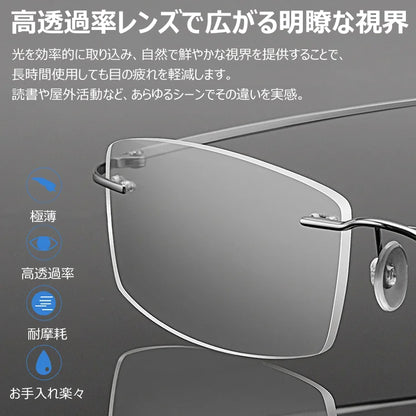 Eterlens 大人の知性と品格を上品に引き立てる スクエア型縁無しグラス