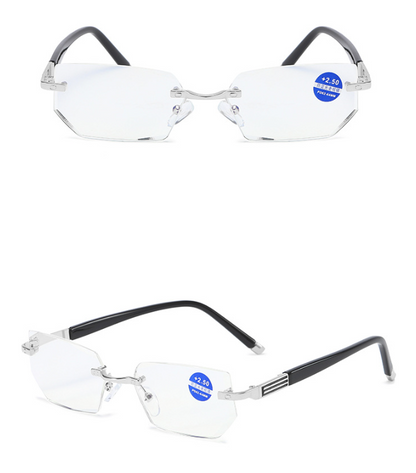 ANTI-BLUE LIGHT RIMLESS CUT EDGE METAL PRESBYOPIA GLASSES