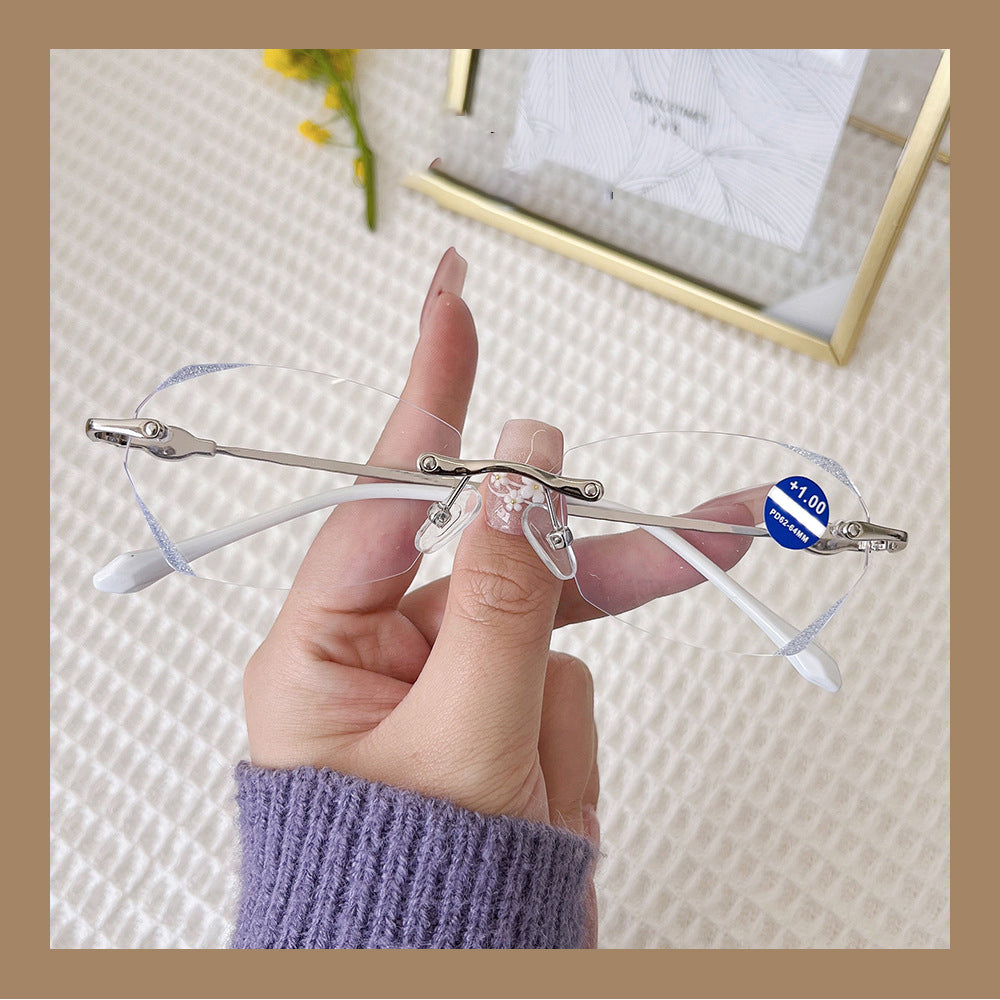 WOMEN'S FRAMELESS ANTI-BLUE LIGHT HIGH-DEFINITION DIAMOND READING GLASSES