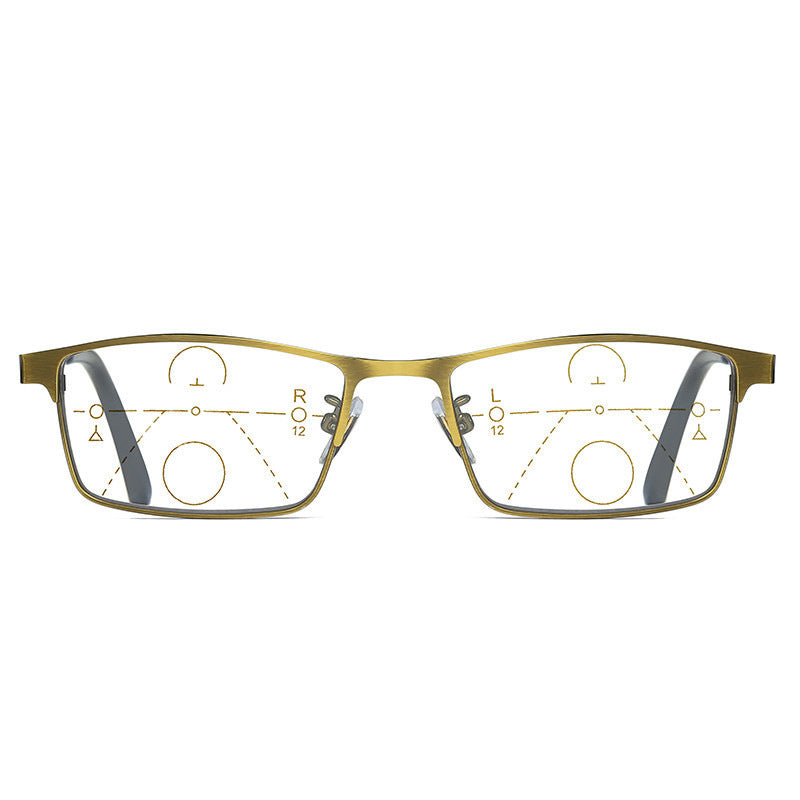 USOPTIGAZE ULTRA-LIGHT VINTAGE GOLD SQUARE BUSINESS READING GLASSES