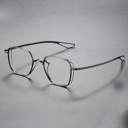 USOPTIGAZE RETRO PURE TITANIUM SQUARE LARGE BUSINESS FRAME GLASSES