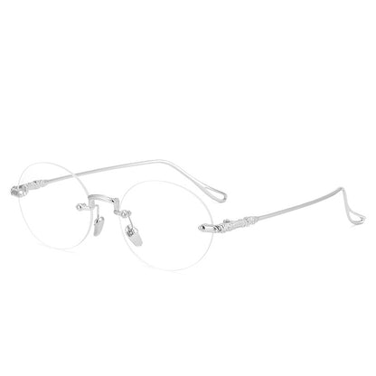 USOPTIGAZEFASHIONABLE FRAMELESS METAL ROUND FRAME ANTI-BLUE LIGHT BUSINESS READING GLASSES