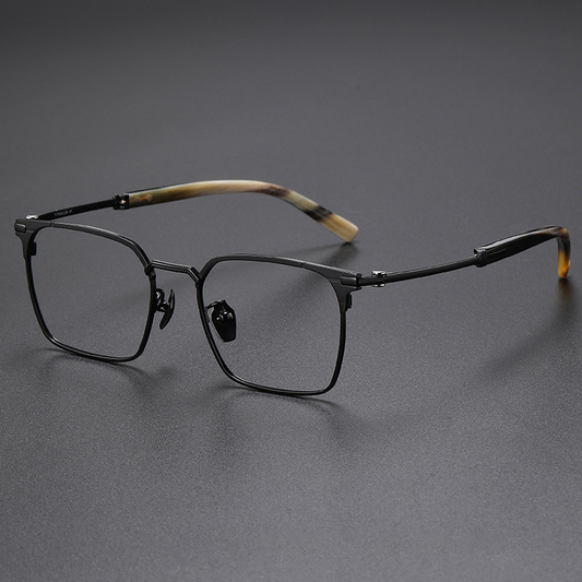 USOPTIGAZE BUSINESS CASUAL HORN TITANIUM FULL FRAME GLASSES