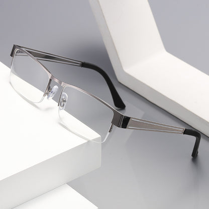 USOPTIGAZE BUSINESS THIN RETRO METAL HALF-FRAME READING GLASSES