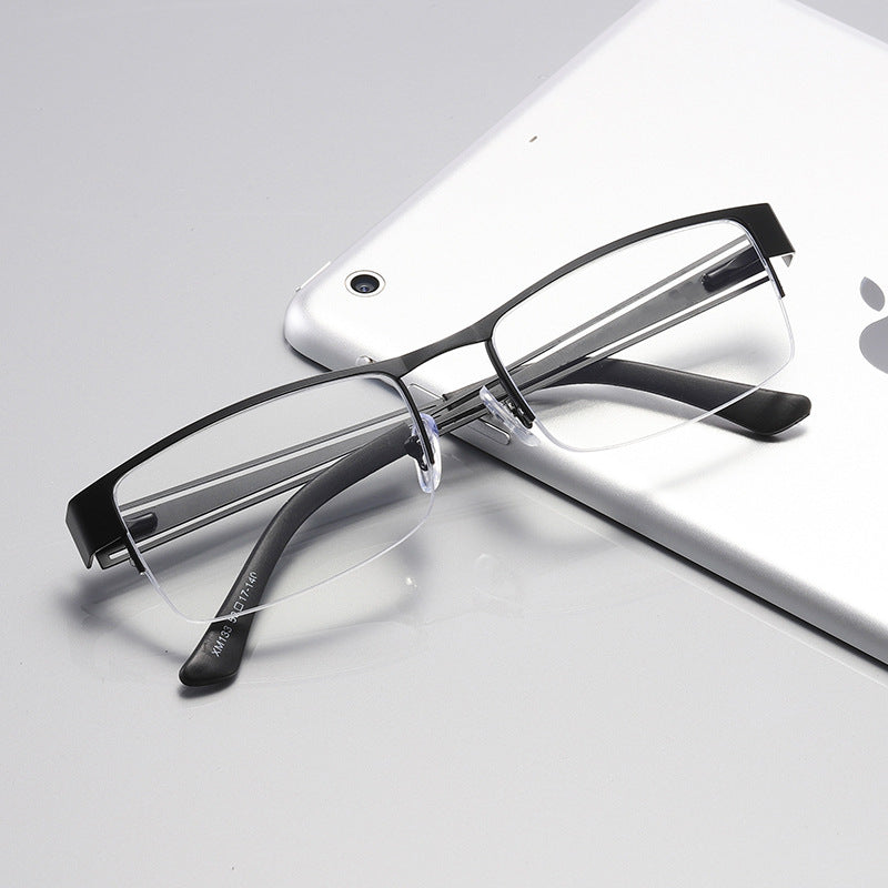 USOPTIGAZE BUSINESS THIN RETRO METAL HALF-FRAME READING GLASSES