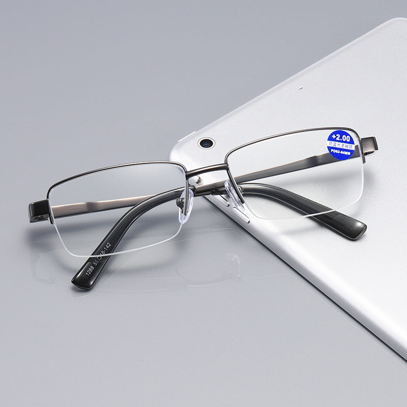 USOPTIGAZE ULTRALIGHT SPRING HALF-FRAME FASHIONABLE ANTI-BLUE LIGHT BUSINESS READING GLASSES