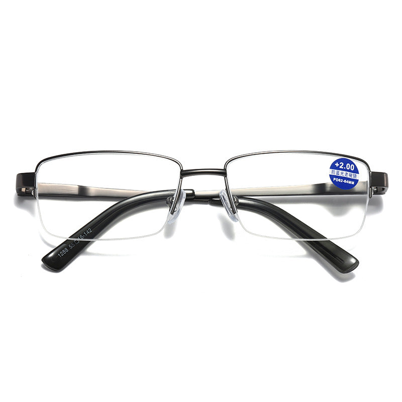 USOPTIGAZE ULTRALIGHT SPRING HALF-FRAME FASHIONABLE ANTI-BLUE LIGHT BUSINESS READING GLASSES