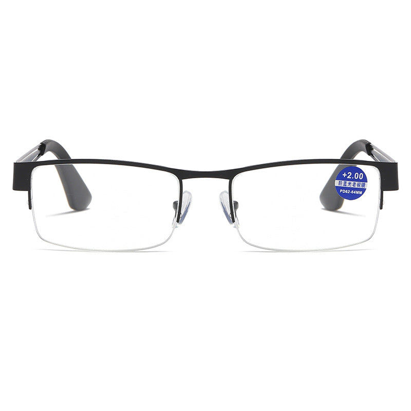 USOPTIGAZE BUSINESS THIN RETRO METAL HALF-FRAME READING GLASSES