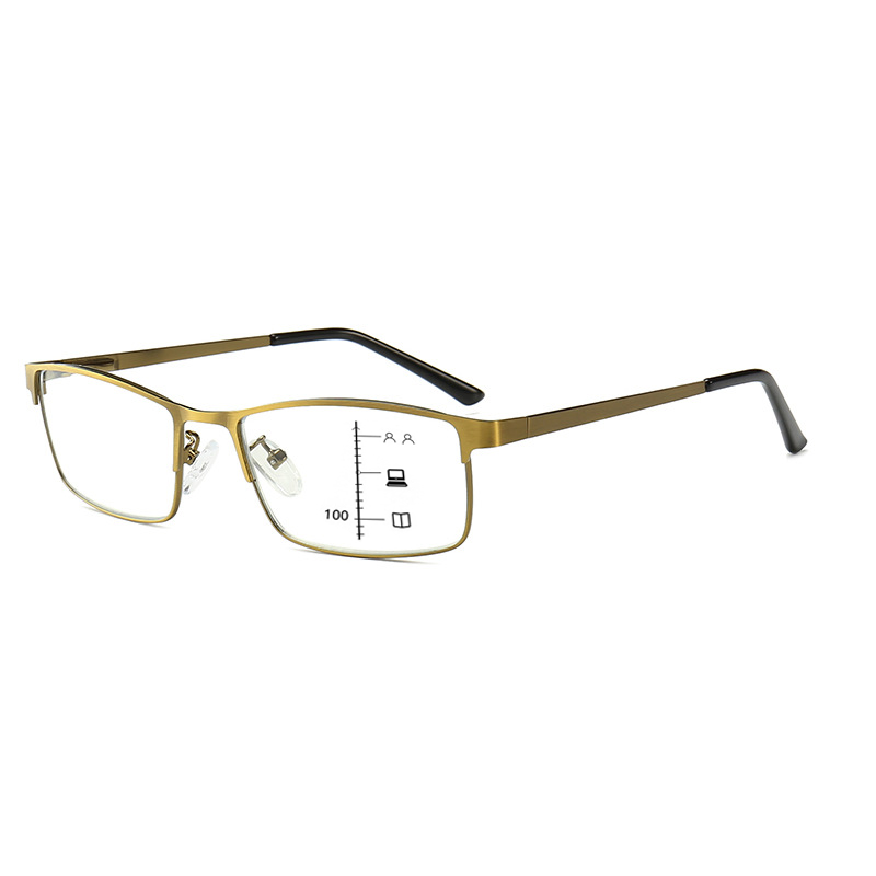 USOPTIGAZE ULTRA-LIGHT VINTAGE GOLD SQUARE BUSINESS READING GLASSES