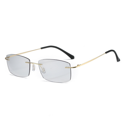 OPTIGEMS 2024 Neue randlose Retro-Metallbrille mit Anti-Blaulicht-Farbwechsel 