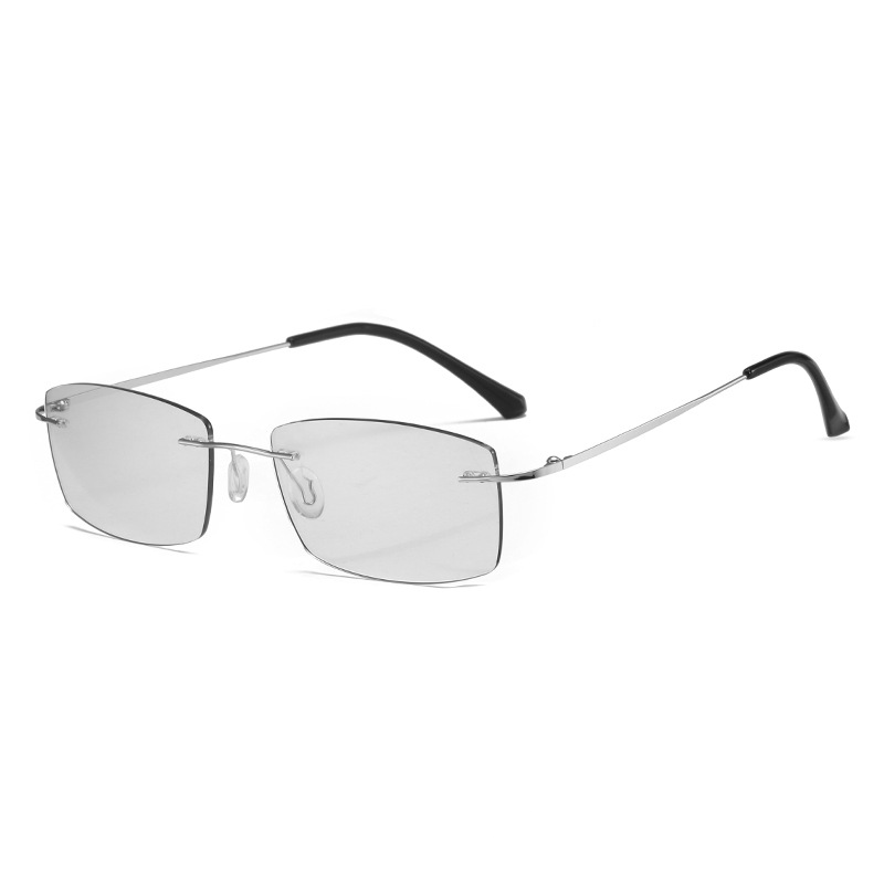 OPTIGEMS 2024 New retro metal rimless anti-blue light color-changing glasses