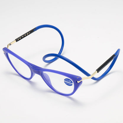 CAT-EYE HALTER NECK SILICONE SOFT CORD ANTI-BLUE LIGHT READING GLASSES