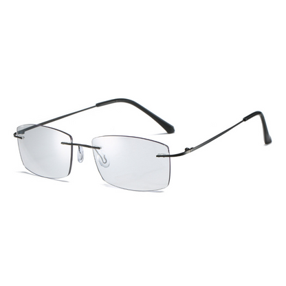 OPTIGEMS 2024 Neue randlose Retro-Metallbrille mit Anti-Blaulicht-Farbwechsel 